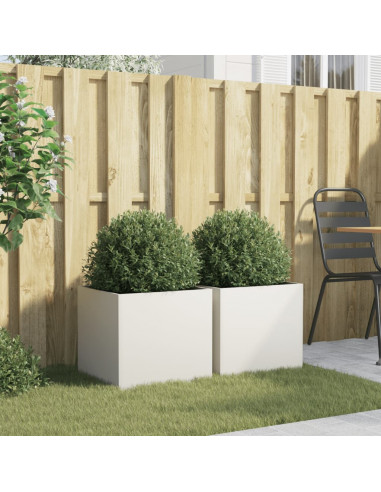 Fioriere 2 pz Bianche 42x40x39 cm in Acciaio Laminato a Freddo