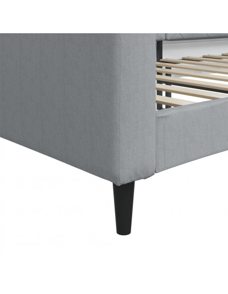 Letto da Giorno Grigio Chiaro 100x200 cm in Tessuto