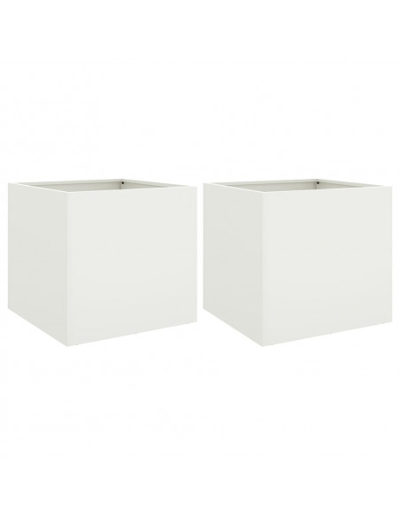 Fioriere 2 pz Bianche 49x47x46 cm in Acciaio Laminato a Freddo