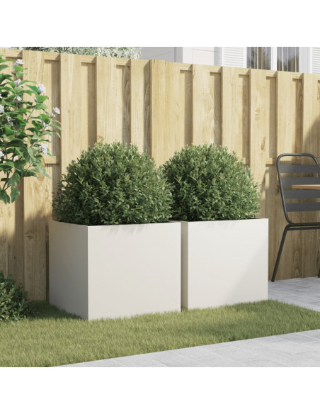 Fioriere 2 pz Bianche 49x47x46 cm in Acciaio Laminato a Freddo