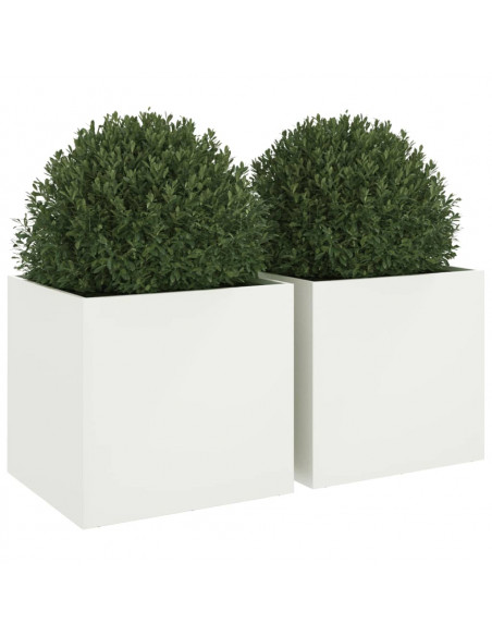 Fioriere 2 pz Bianche 49x47x46 cm in Acciaio Laminato a Freddo