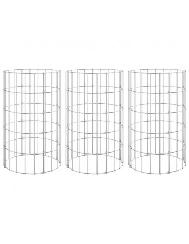 Fioriere Gabbione Circolare 3 pz in Acciaio Zincato Ø30x50 cm