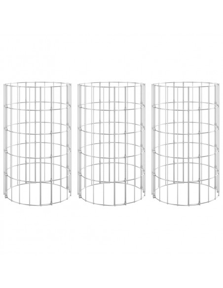 Fioriere Gabbione Circolare 3 pz in Acciaio Zincato Ø30x50 cm