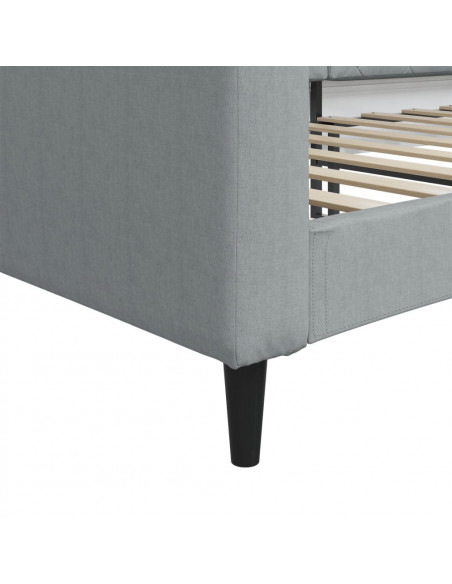 Letto da Giorno Grigio Chiaro 90x190 cm in Tessuto