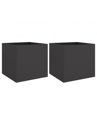 Fioriere 2 pz Nere 42x40x39 cm in Acciaio Laminato a Freddo