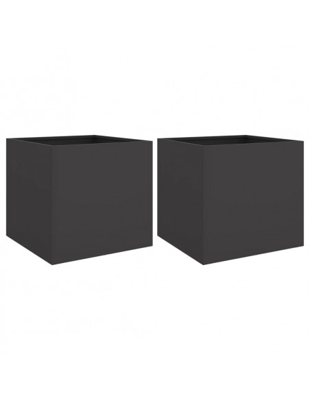 Fioriere 2 pz Nere 42x40x39 cm in Acciaio Laminato a Freddo