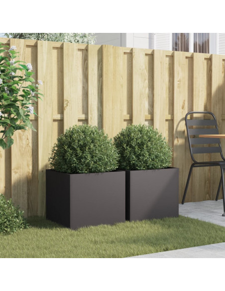 Fioriere 2 pz Nere 42x40x39 cm in Acciaio Laminato a Freddo