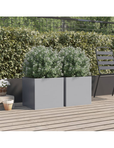 Fioriere 2pz Argento 42x40x39 cm in Acciaio Zincato