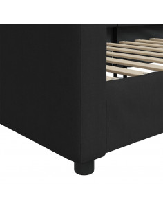 Letto da Giorno Nero 100x200 cm in Tessuto