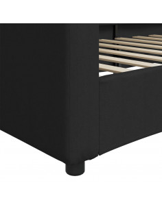 Letto da Giorno Nero 100x200 cm in Tessuto