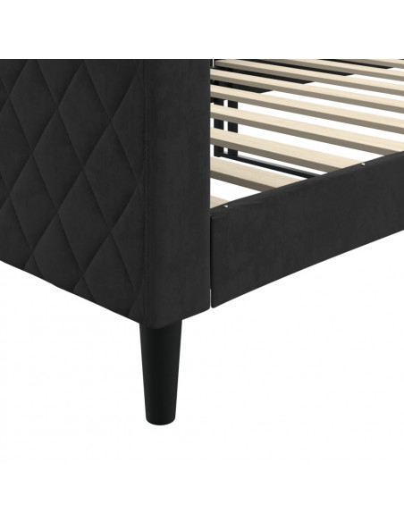 Letto da Giorno Nero 90x200 cm in Velluto