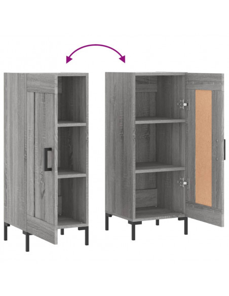 Credenza Grigio Sonoma 34,5x34x90 cm in Legno Multistrato