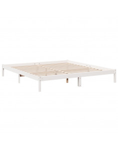 Letto Extra Lungo senza Materasso Bianco 180x220 cm in Pino