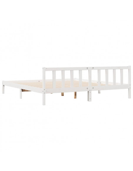 Letto Extra Lungo senza Materasso Bianco 180x220 cm in Pino