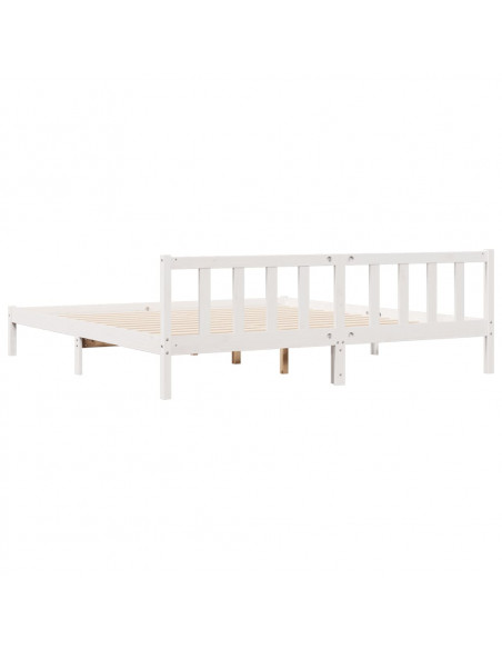 Letto Extra Lungo senza Materasso Bianco 200x220 cm in Pino