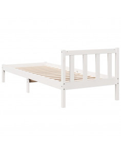 Letto Extra Lungo senza Materasso Bianco 80x220 cm in Pino