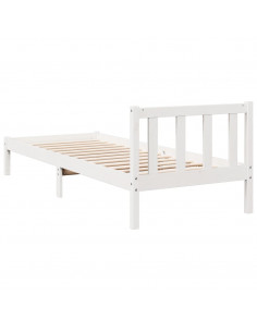 Letto Extra Lungo senza Materasso Bianco 90x210 cm in Pino
