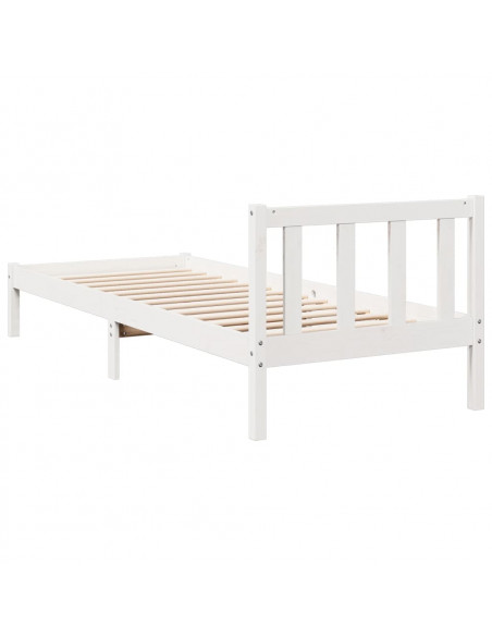 Letto Extra Lungo senza Materasso Bianco 90x210 cm in Pino