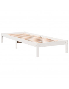 Letto Extra Lungo senza Materasso Bianco 90x220 cm in Pino