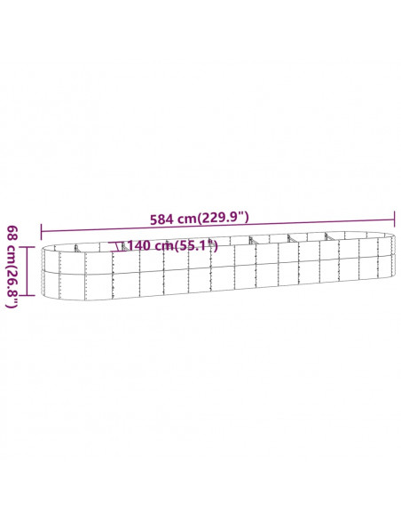 Letto Giardino Acciaio Vernice a Polvere 584x140x68cm Argento