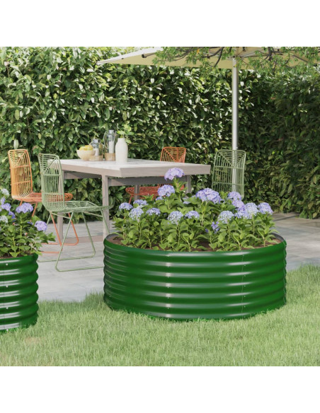 Letto Giardino Acciaio Verniciato a Polvere 100x100x36 cm Verde