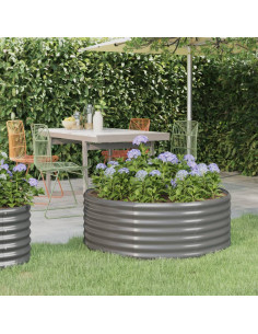 Letto Giardino Acciaio Verniciato a Polvere 100x100x36cm Grigio