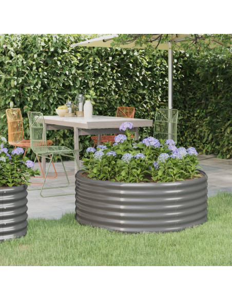 Letto Giardino Acciaio Verniciato a Polvere 100x100x36cm Grigio