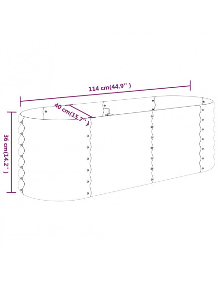 Letto Giardino Acciaio Verniciato a Polvere 114x40x36cm Argento