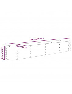 Letto Giardino Acciaio Verniciato a Polvere 224x40x36 cm Grigio