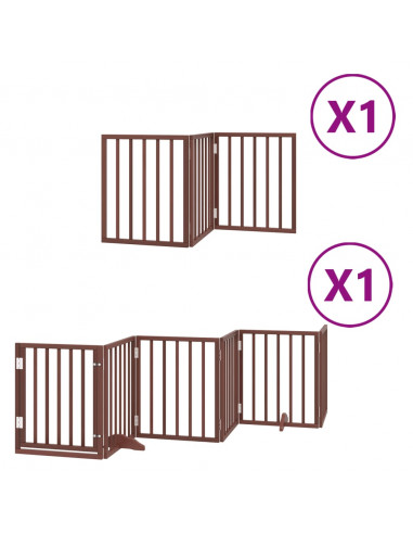 Cancello Cani Porta Pieghevole Marrone 9 Pannelli 450cm Pioppo
