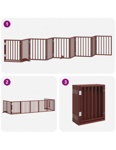 Cancello Cani Porta Pieghevole Marrone 9 Pannelli 450cm Pioppo