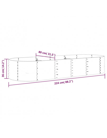 Letto Giardino Acciaio Verniciato a Polvere 224x80x36cm Marrone