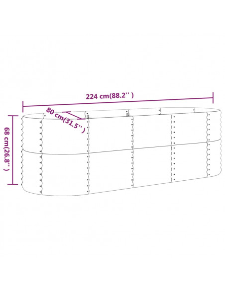 Letto Giardino Acciaio Verniciato a Polvere 224x80x68cm Marrone