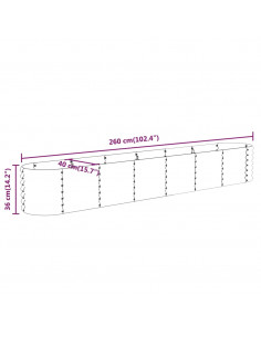 Letto Giardino Acciaio Verniciato a Polvere 260x40x36cm Argento