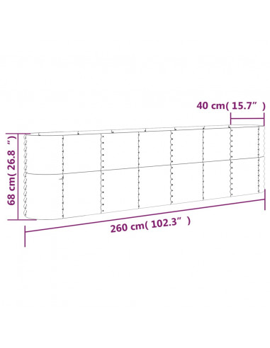 Letto Giardino Acciaio Verniciato a Polvere 260x40x68cm Marrone