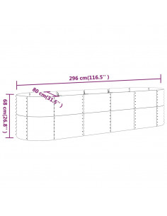 Letto Giardino Acciaio Verniciato a Polvere 296x80x68 cm Grigio