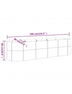 Letto Giardino Acciaio Verniciato a Polvere 296x80x68cm Argento