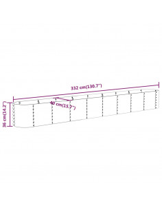 Letto Giardino Acciaio Verniciato a Polvere 332x40x36 cm Verde