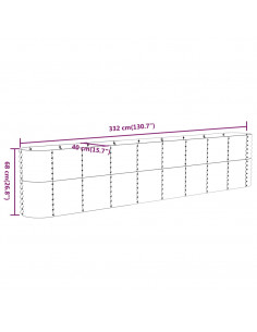 Letto Giardino Acciaio Verniciato a Polvere 332x40x68 cm Grigio