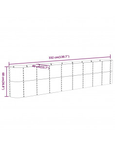 Letto Giardino Acciaio Verniciato a Polvere 332x40x68cm Argento