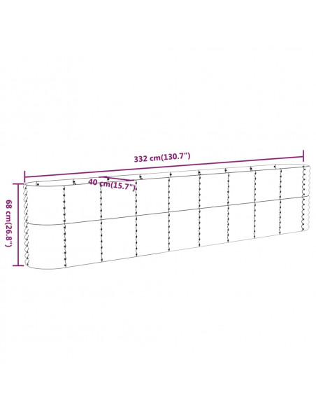 Letto Giardino Acciaio Verniciato a Polvere 332x40x68cm Argento