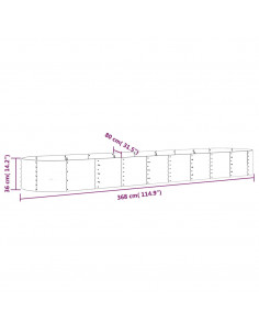 Letto Giardino Acciaio Verniciato a Polvere 368x80x36 cm Grigio