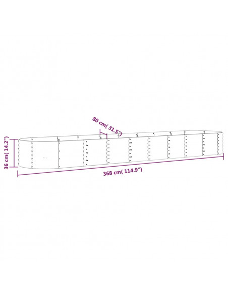 Letto Giardino Acciaio Verniciato a Polvere 368x80x36cm Argento