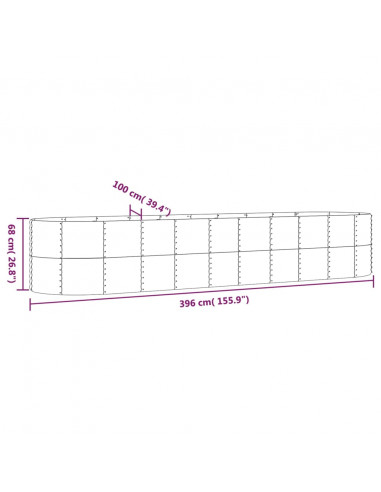 Letto Giardino Acciaio Zincato 396x100x68 cm Verde