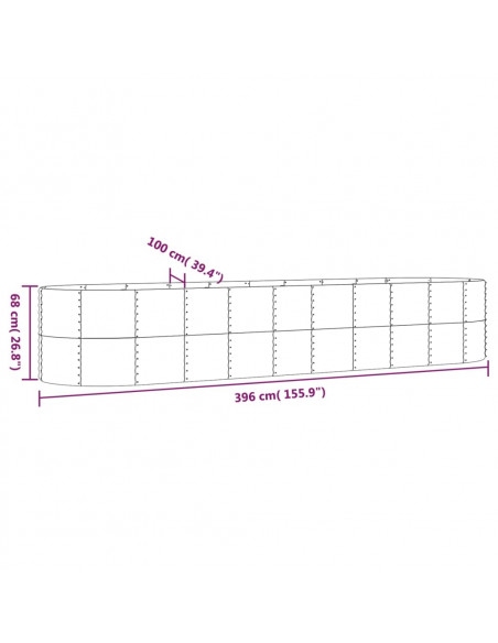 Letto Giardino Acciaio Zincato 396x100x68 cm Verde