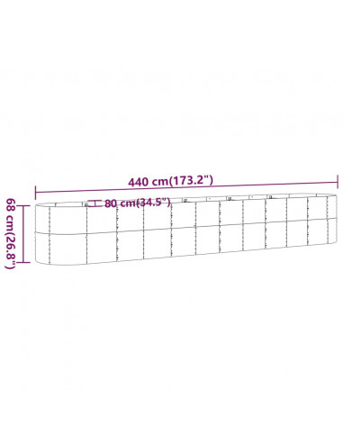 Letto Giardino Acciaio Verniciato a Polvere 440x80x68cm Marrone