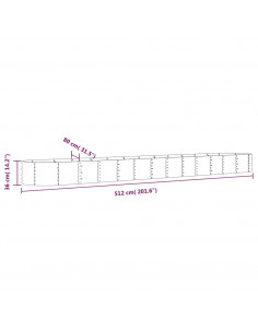 Letto Giardino Acciaio Verniciato a Polvere 512x80x36cm Argento