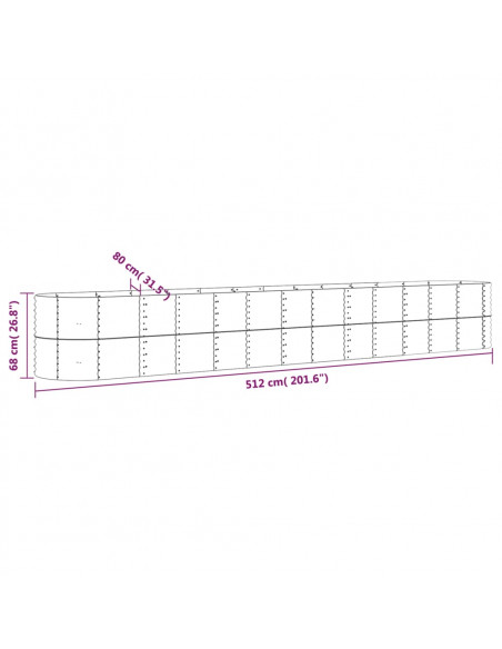 Letto Giardino Acciaio Verniciato a Polvere 512x80x68cm Argento