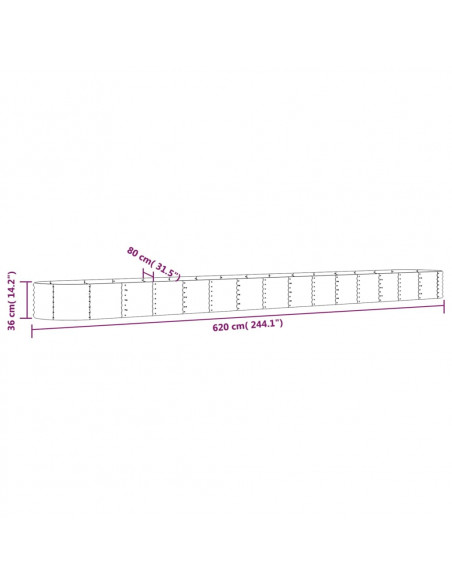 Letto Giardino Acciaio Zincato 620x80x36cm Argento