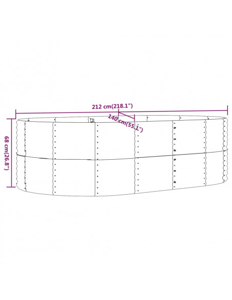 Letto Giardino Acciaio Verniciato Polvere 212x140x68 cm Grigio